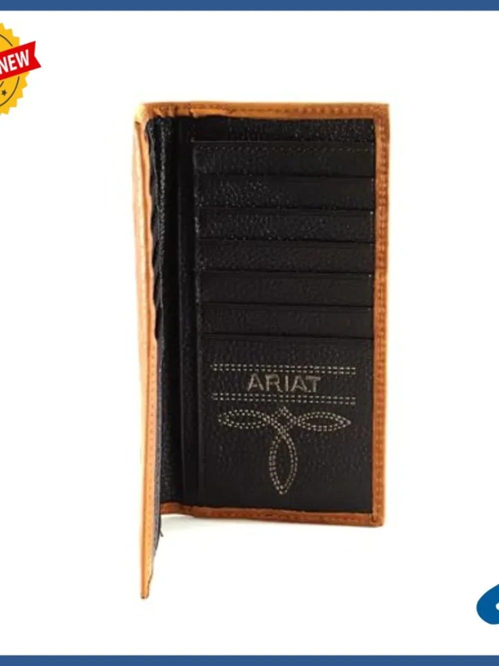 Genuine Leather Bi-Fold Wallet, Multiple Card Slots, ID Window, Western Style